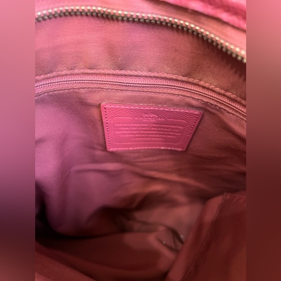 Coach Signature Logo All Over Pattern Crossbody Leather Beige Pink - Picture 3 of 9